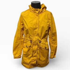 Love Tree Women's Hooded Jacket Small Yellow Tie Gather Waist Deep Pockets Coat